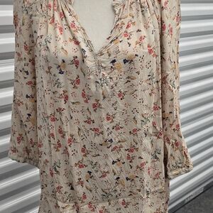 Jones New York Cream Floral Blouse
